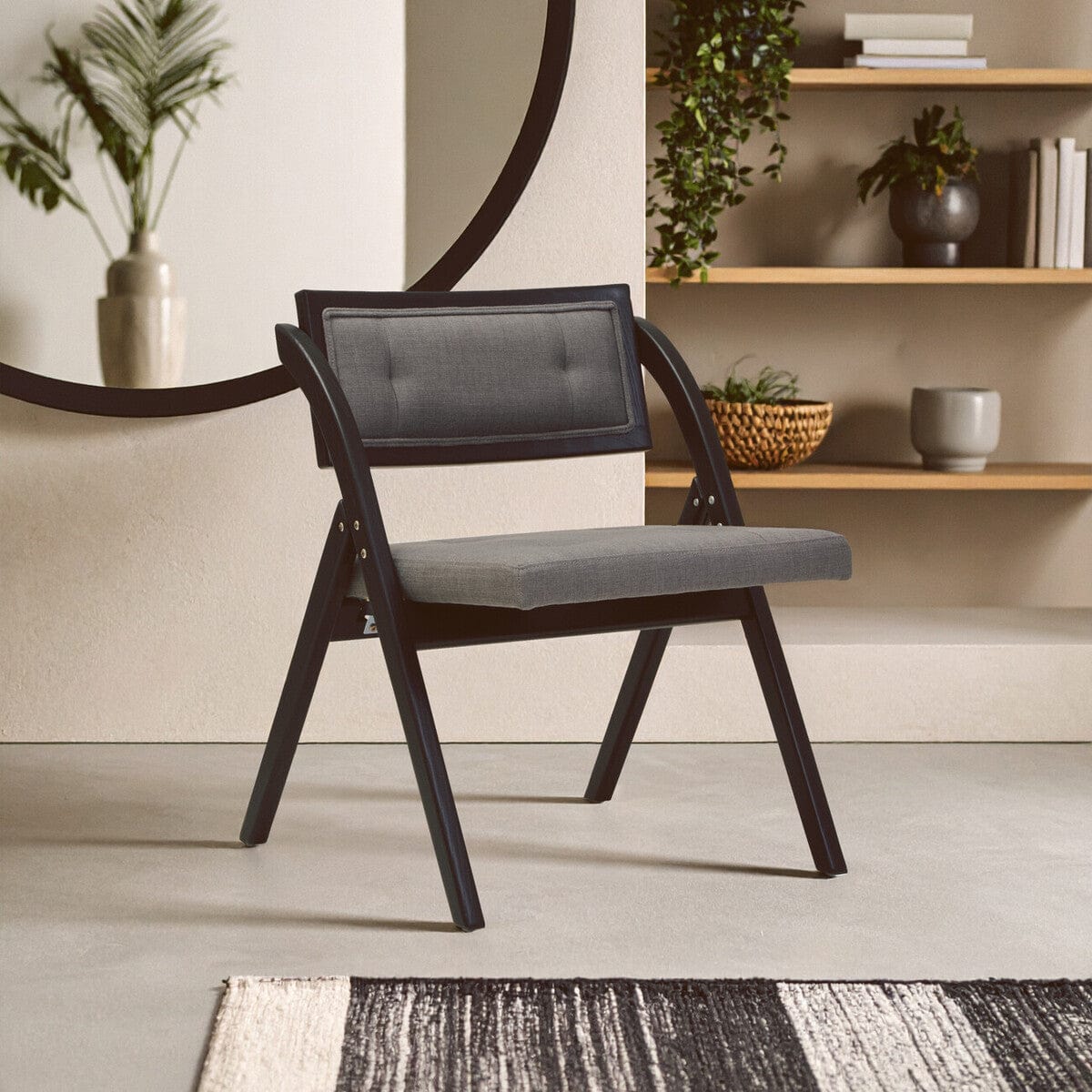 Hamilton Interiors Living Cebu Grey and Black Elm Wood Folding Chair House of Isabella UK