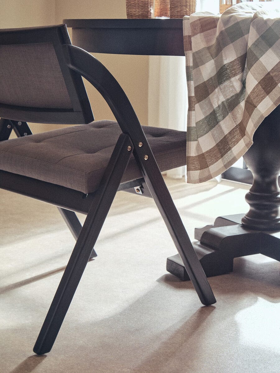 Hamilton Interiors Living Cebu Grey and Black Elm Wood Folding Chair House of Isabella UK