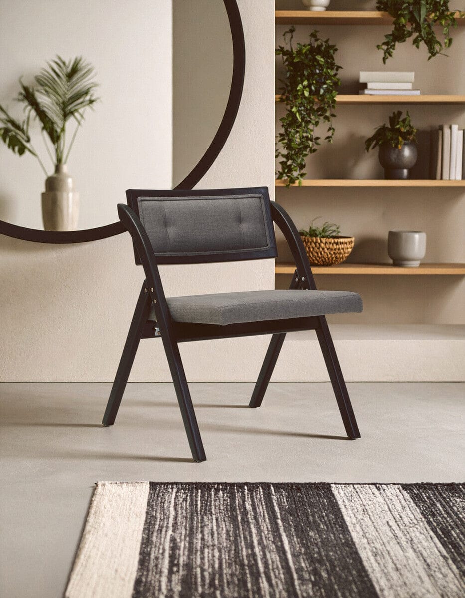 Hamilton Interiors Living Cebu Grey and Black Elm Wood Folding Chair House of Isabella UK