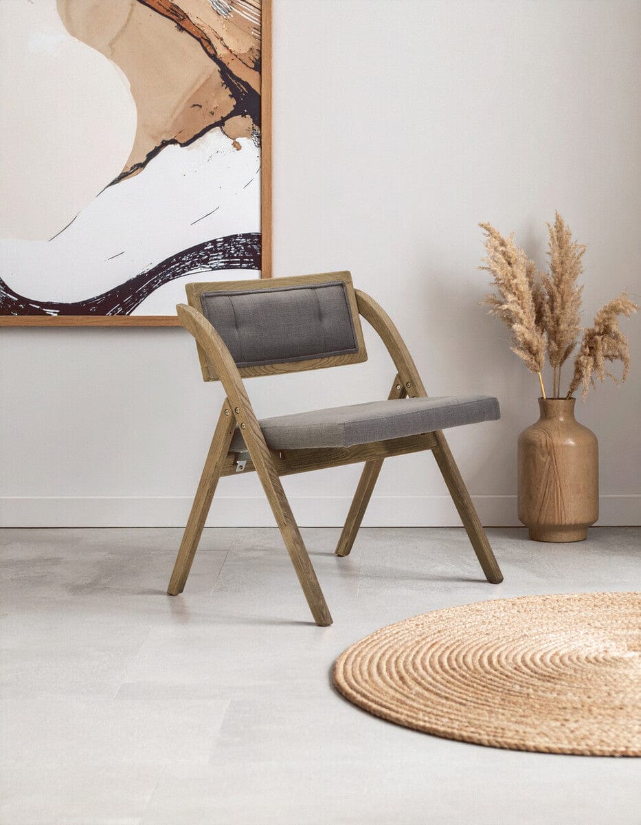 Hamilton Interiors Living Cebu Grey Wash Elm Wood Folding Chair House of Isabella UK
