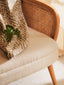 Hamilton Interiors Living Cebu Ivory Fabric and Cane 2 Seat Sofa with Elm Wood Legs House of Isabella UK