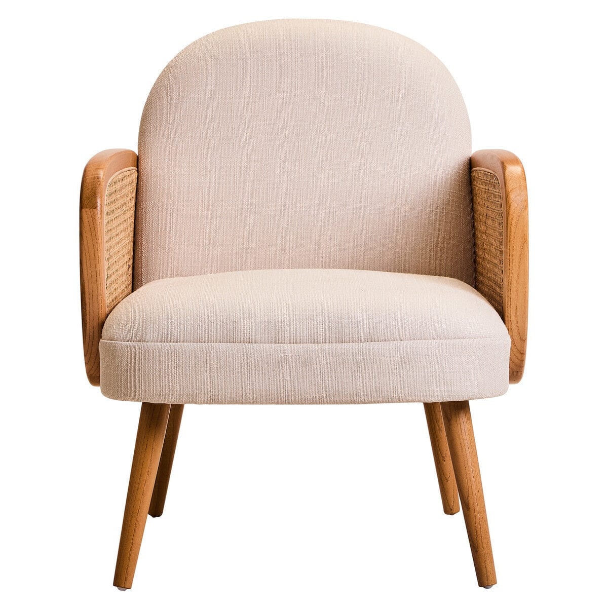 Hamilton Interiors Living Cebu Ivory Fabric and Cane Chair with Elm Wood Legs House of Isabella UK