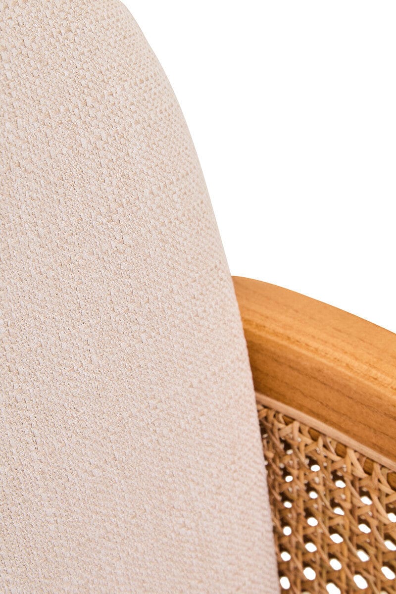 Hamilton Interiors Living Cebu Ivory Fabric and Cane Chair with Elm Wood Legs House of Isabella UK