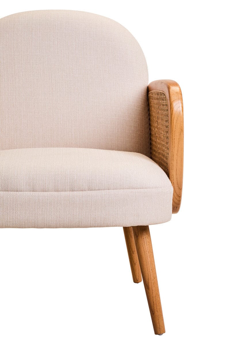 Hamilton Interiors Living Cebu Ivory Fabric and Cane Chair with Elm Wood Legs House of Isabella UK