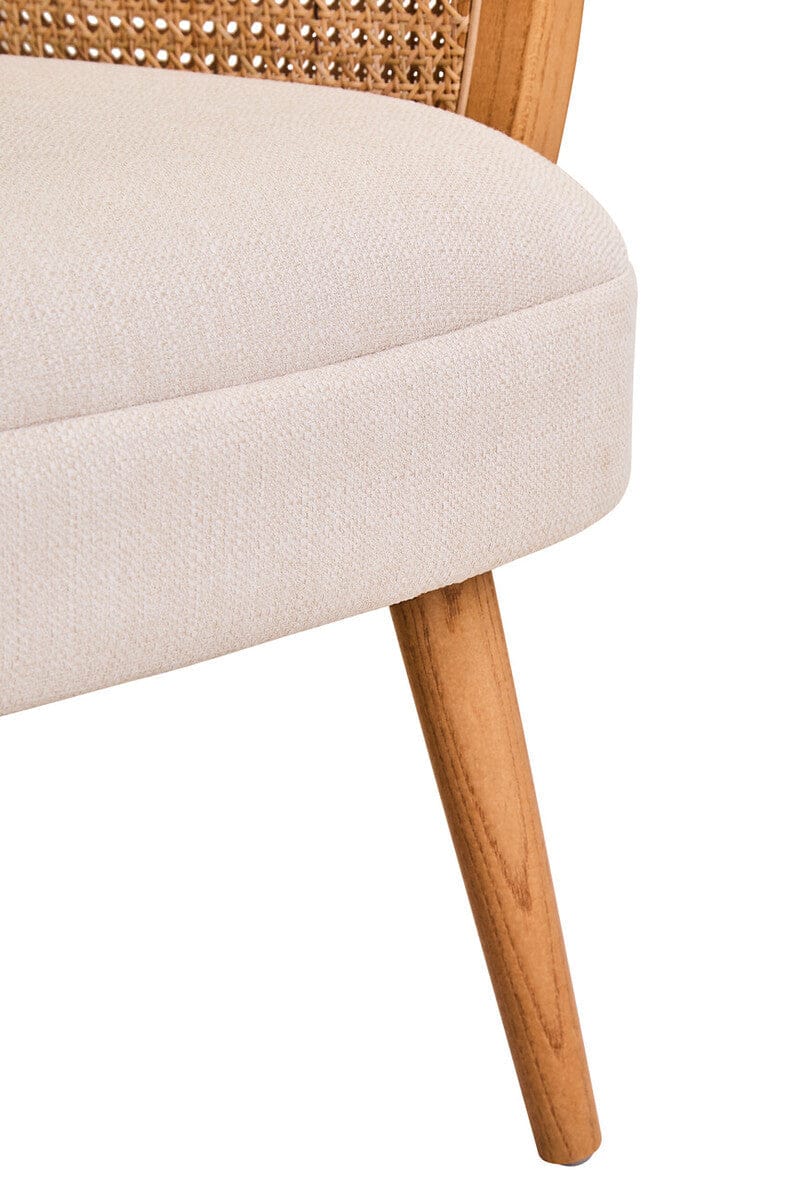 Hamilton Interiors Living Cebu Ivory Fabric and Cane Chair with Elm Wood Legs House of Isabella UK