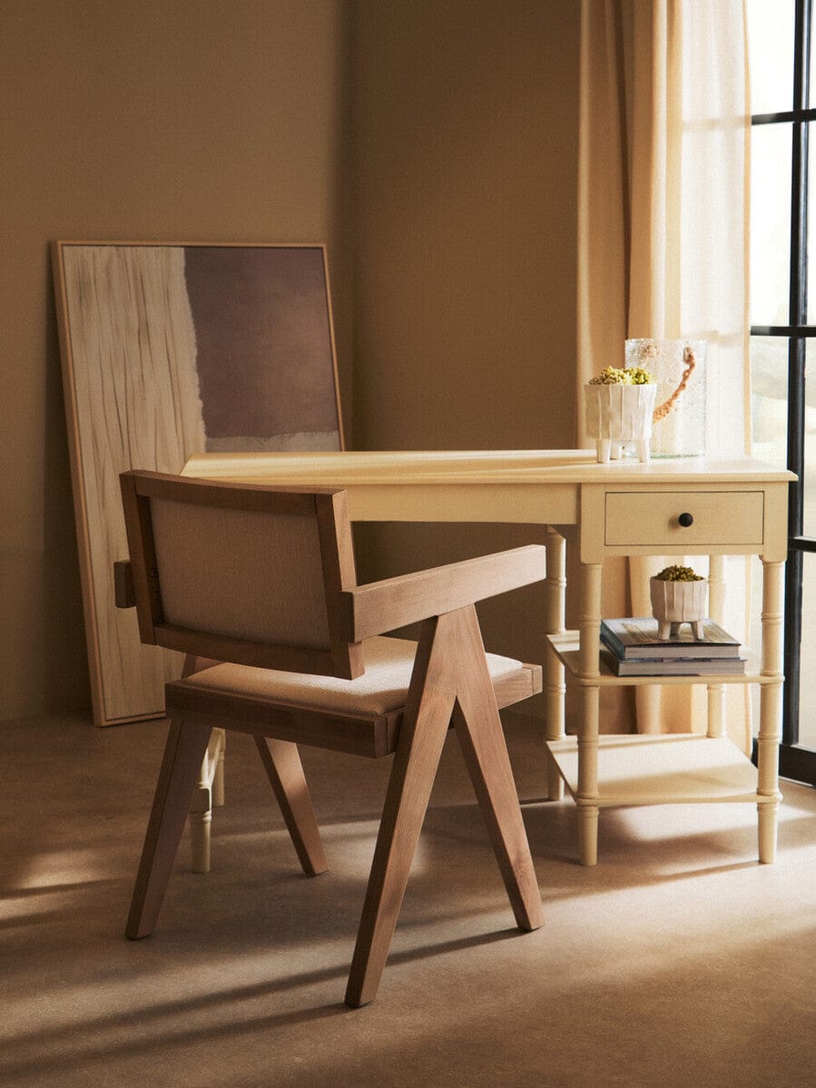 Hamilton Interiors Living Cebu Ivory Fabric and Grey Wash Beech Wood Dining Chair House of Isabella UK
