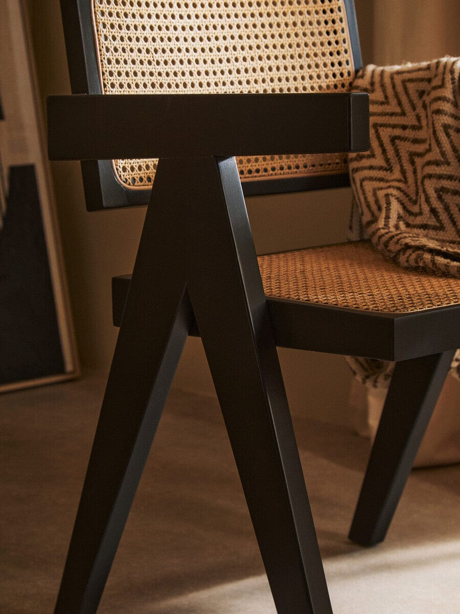 Hamilton Interiors Living Cebu Natural Cane and Black Beech Wood Dining Chair House of Isabella UK