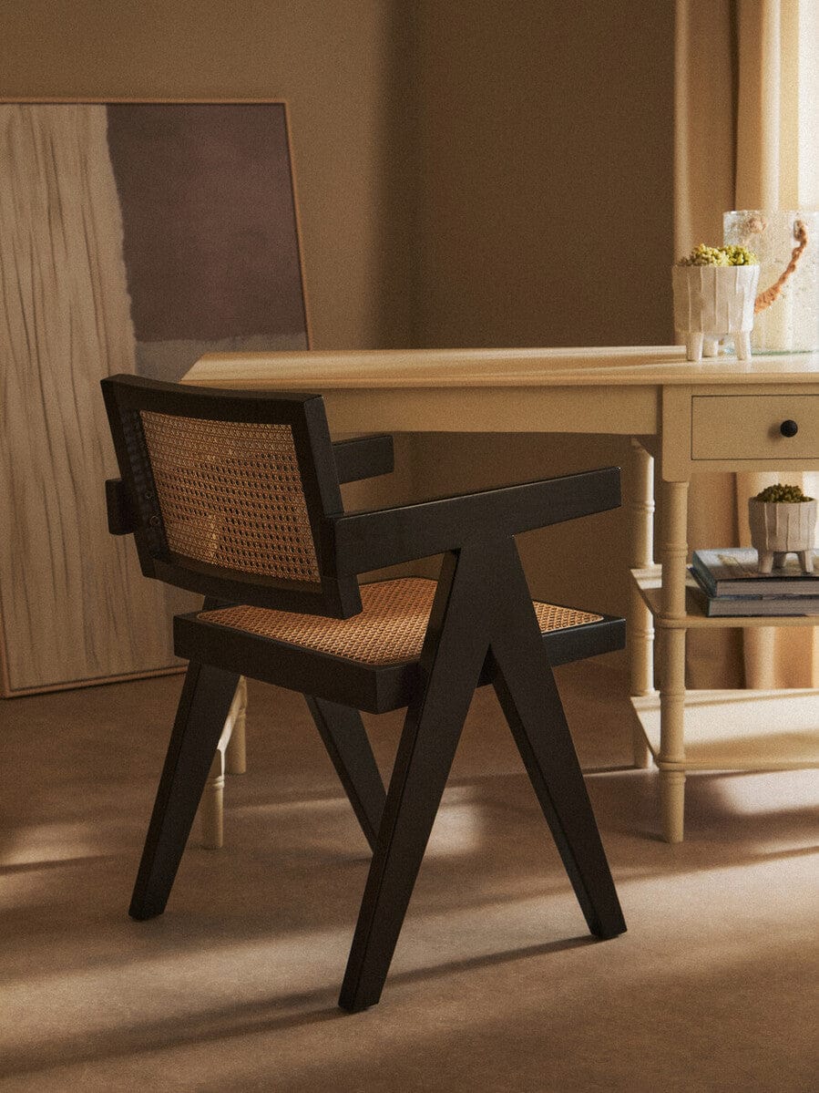 Hamilton Interiors Living Cebu Natural Cane and Black Beech Wood Dining Chair House of Isabella UK