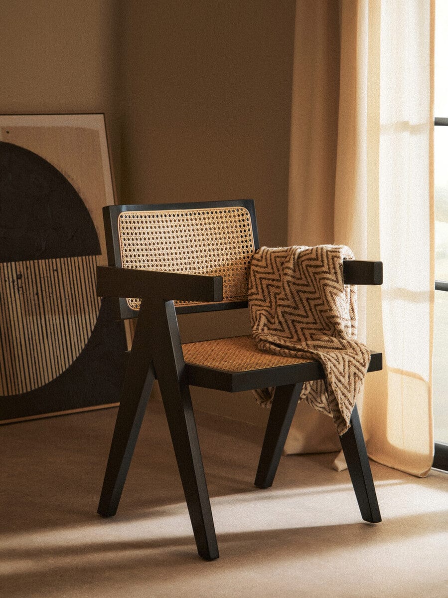 Hamilton Interiors Living Cebu Natural Cane and Black Beech Wood Dining Chair House of Isabella UK
