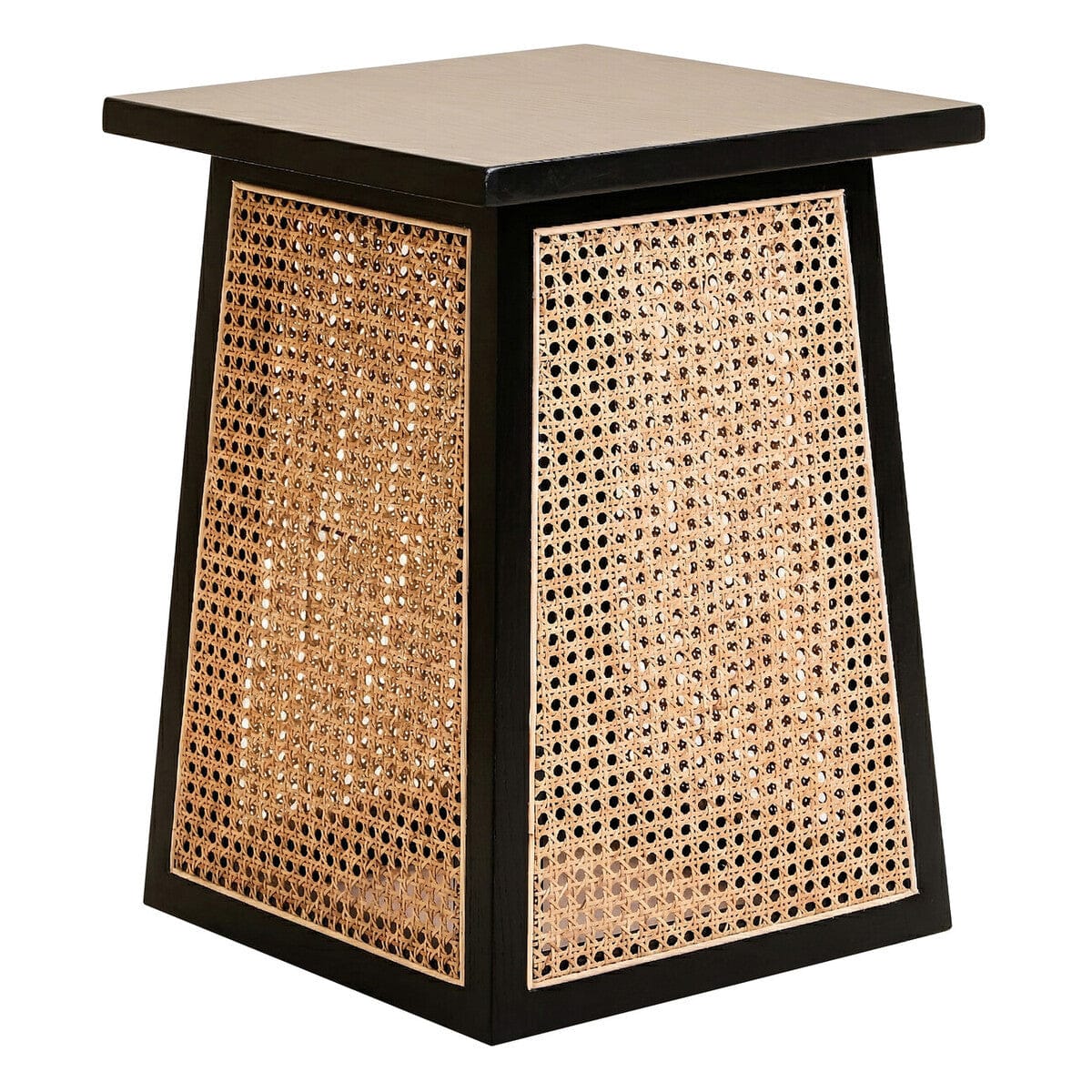 Hamilton Interiors Living Cebu Natural Cane and Black Elm Wood Side Table House of Isabella UK