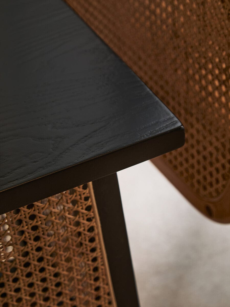 Hamilton Interiors Living Cebu Natural Cane and Black Elm Wood Side Table House of Isabella UK