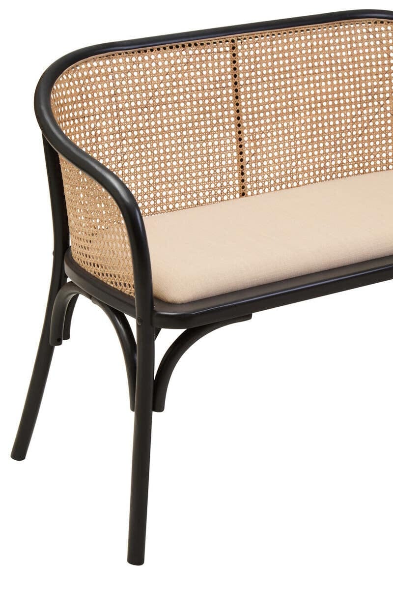 Hamilton Interiors Living Cebu Natural Cane Bench with Black Beech Wood Frame House of Isabella UK