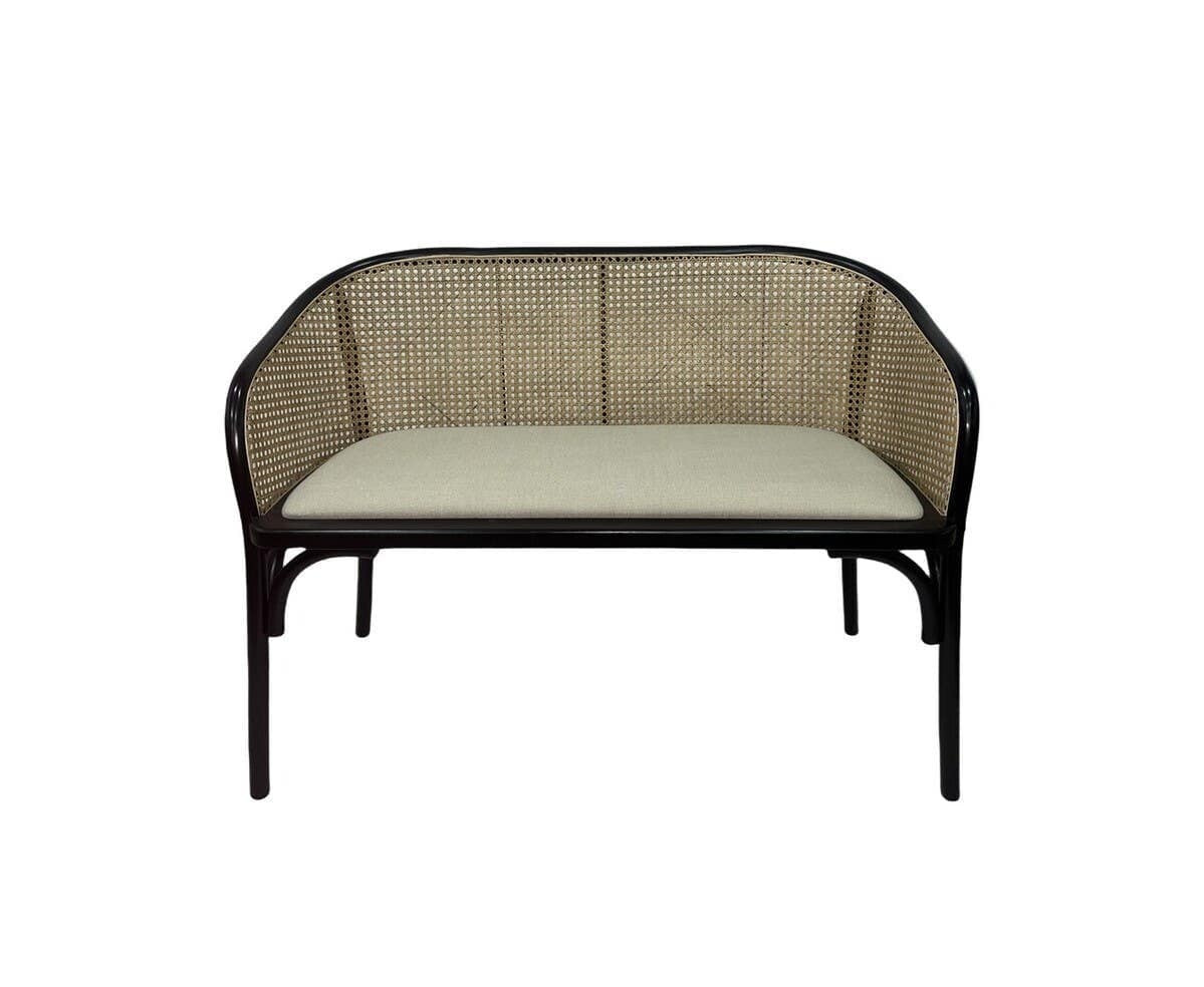 Hamilton Interiors Living Cebu Natural Cane Bench with Black Beech Wood Frame House of Isabella UK