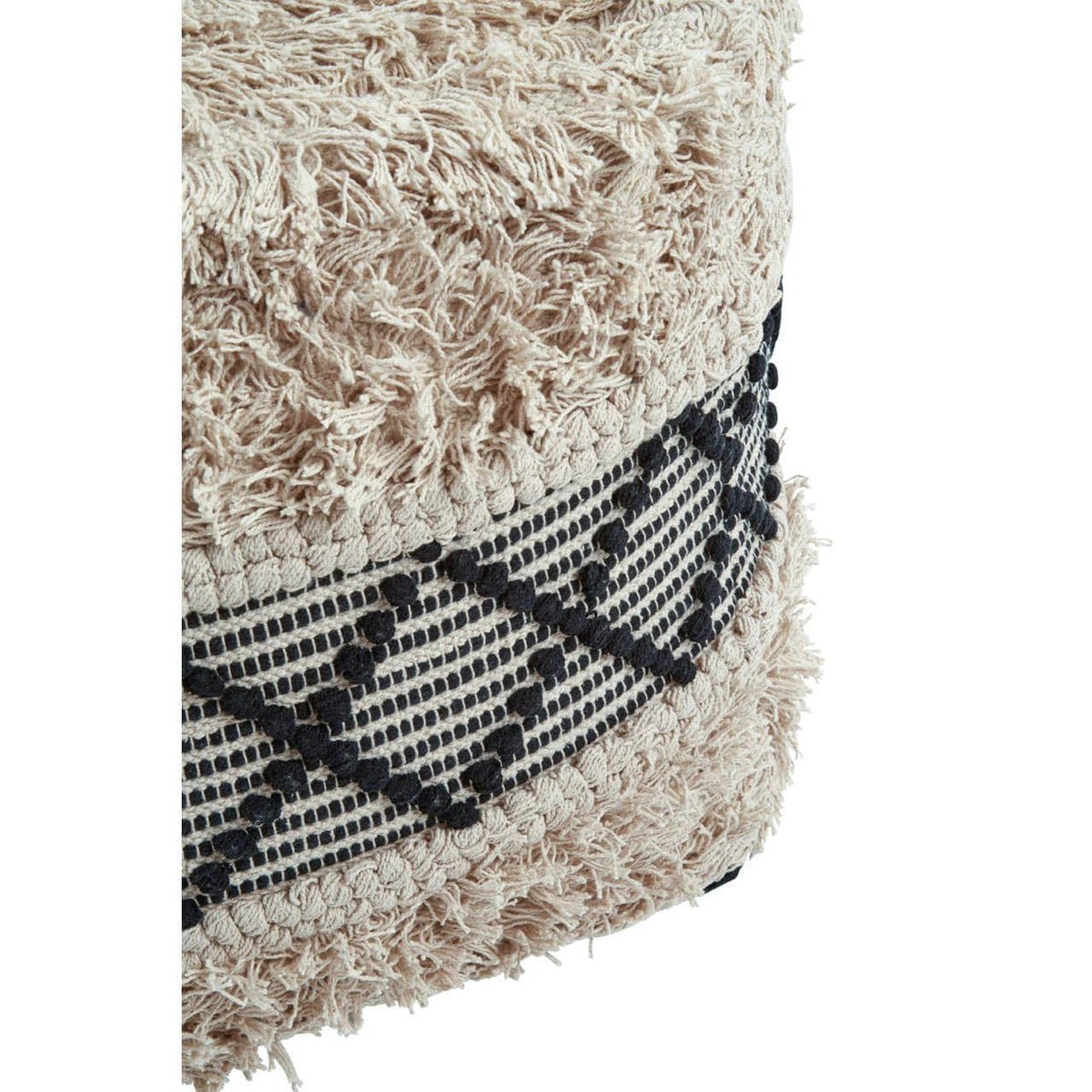 Hamilton Interiors Living Cefena Black and White Shaggy Pouffe House of Isabella UK