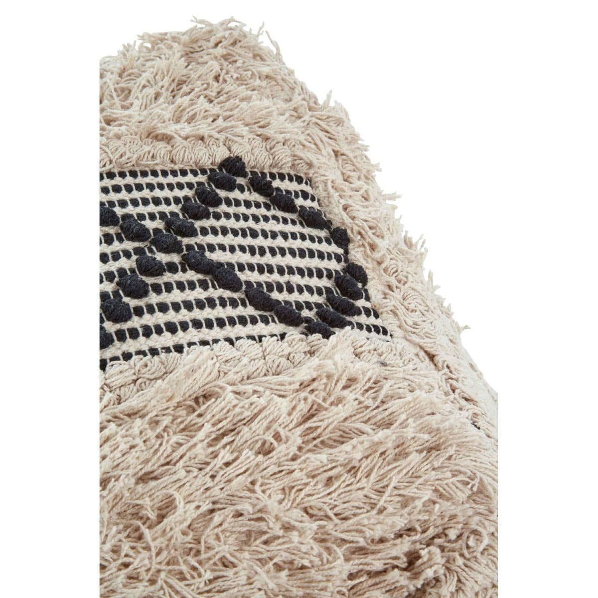 Hamilton Interiors Living Cefena Black and White Shaggy Pouffe House of Isabella UK