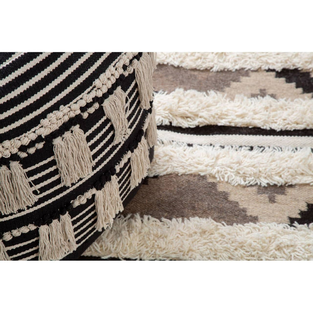 Hamilton Interiors Living Cefena Black Pouffe House of Isabella UK