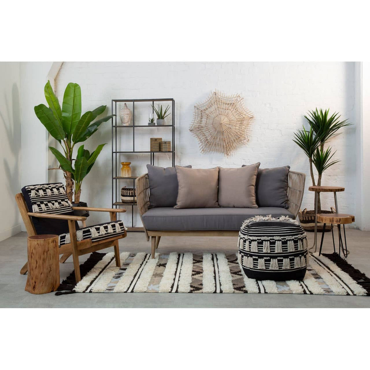 Hamilton Interiors Living Cefena Black Pouffe House of Isabella UK