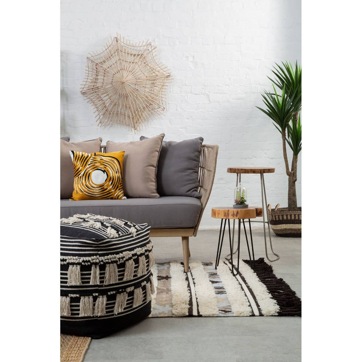 Hamilton Interiors Living Cefena Black Pouffe House of Isabella UK