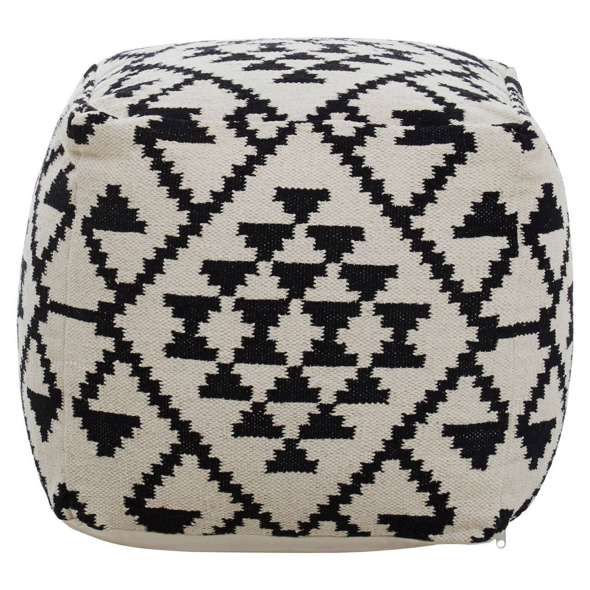 Hamilton Interiors Living Cefena Square Black and White Patterned Pouffe House of Isabella UK