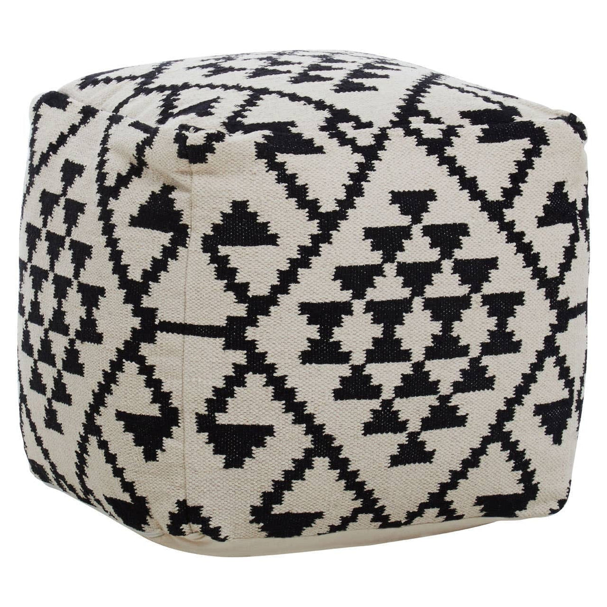 Hamilton Interiors Living Cefena Square Black and White Patterned Pouffe House of Isabella UK