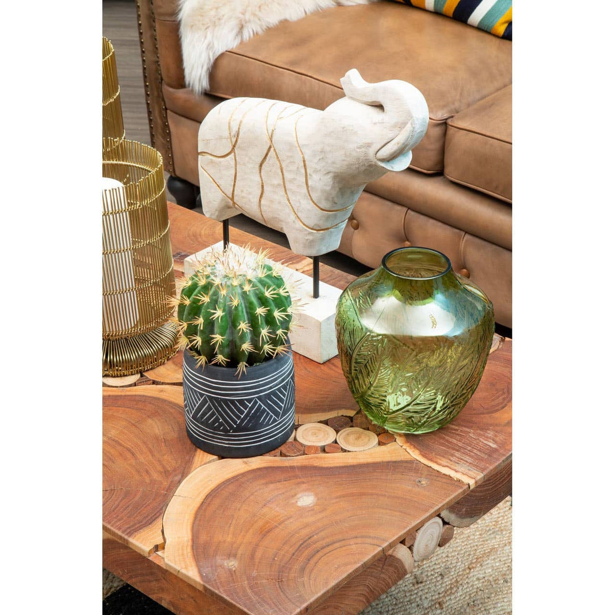 Hamilton Interiors Living Corie Small Botanical Green Glass Vase House of Isabella UK