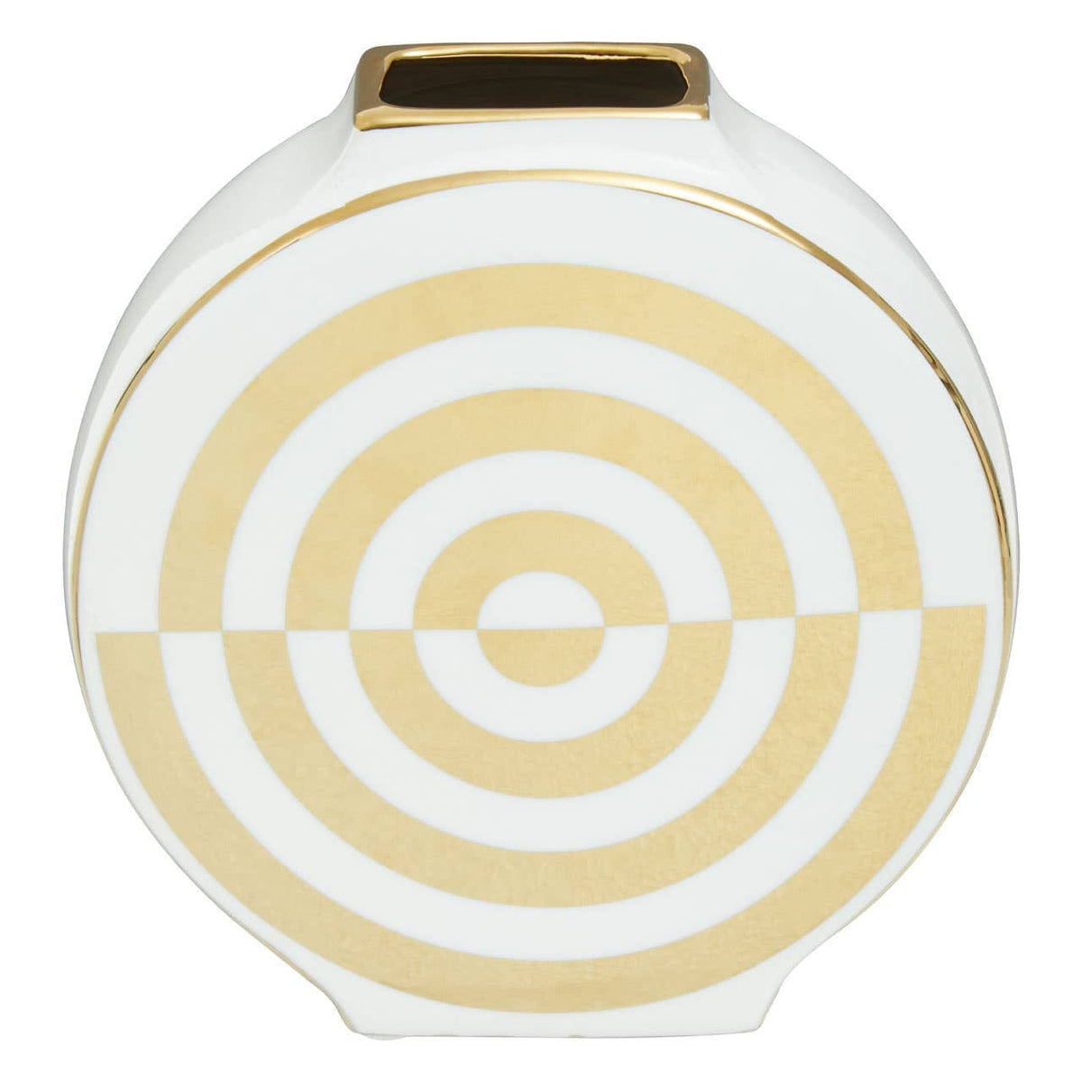 Hamilton Interiors Living Curva Gold and White Ceramic Round Vase House of Isabella UK