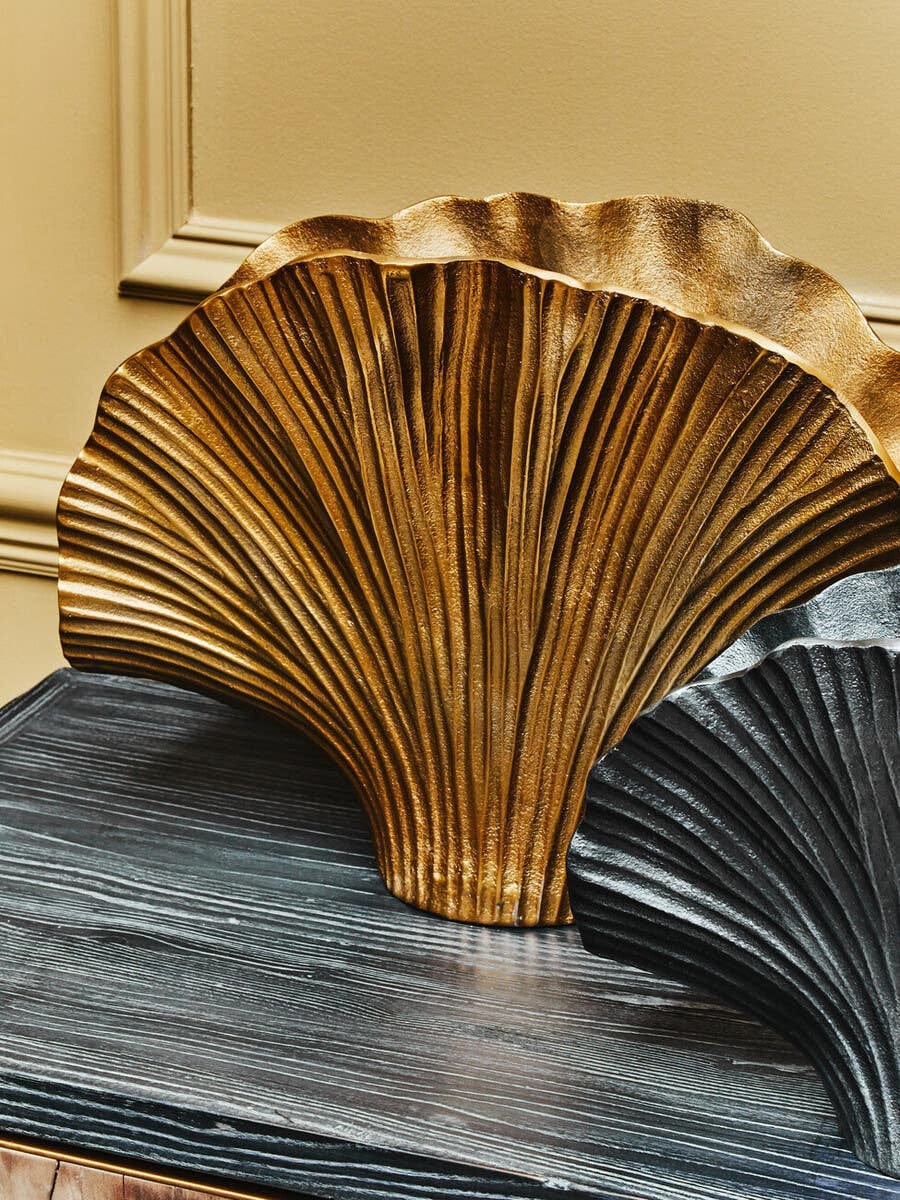 Hamilton Interiors Living Danna Large Gold Finish Ginkgo Vase House of Isabella UK