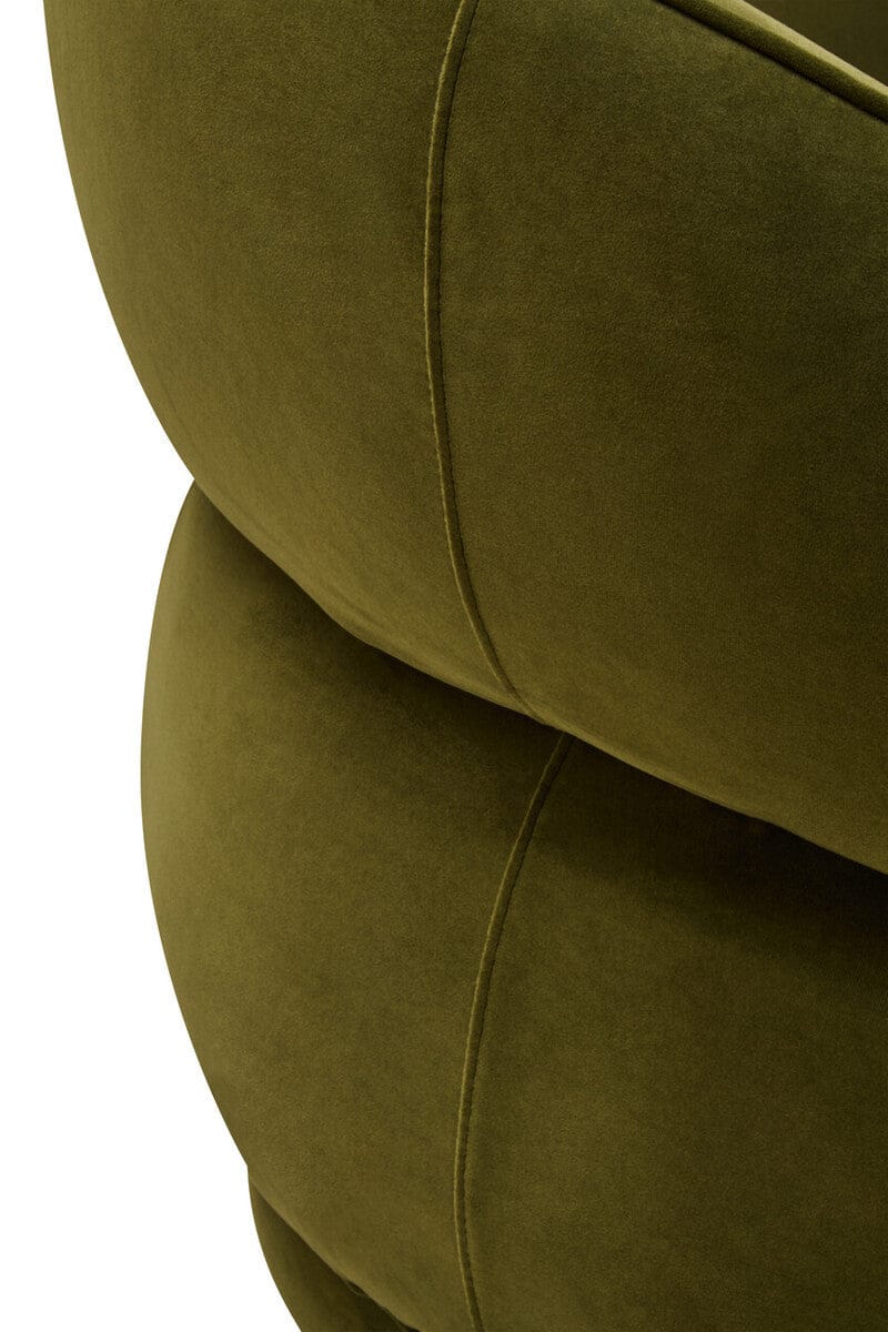 Hamilton Interiors Living Darla Forest Green Curved Velvet Chair House of Isabella UK