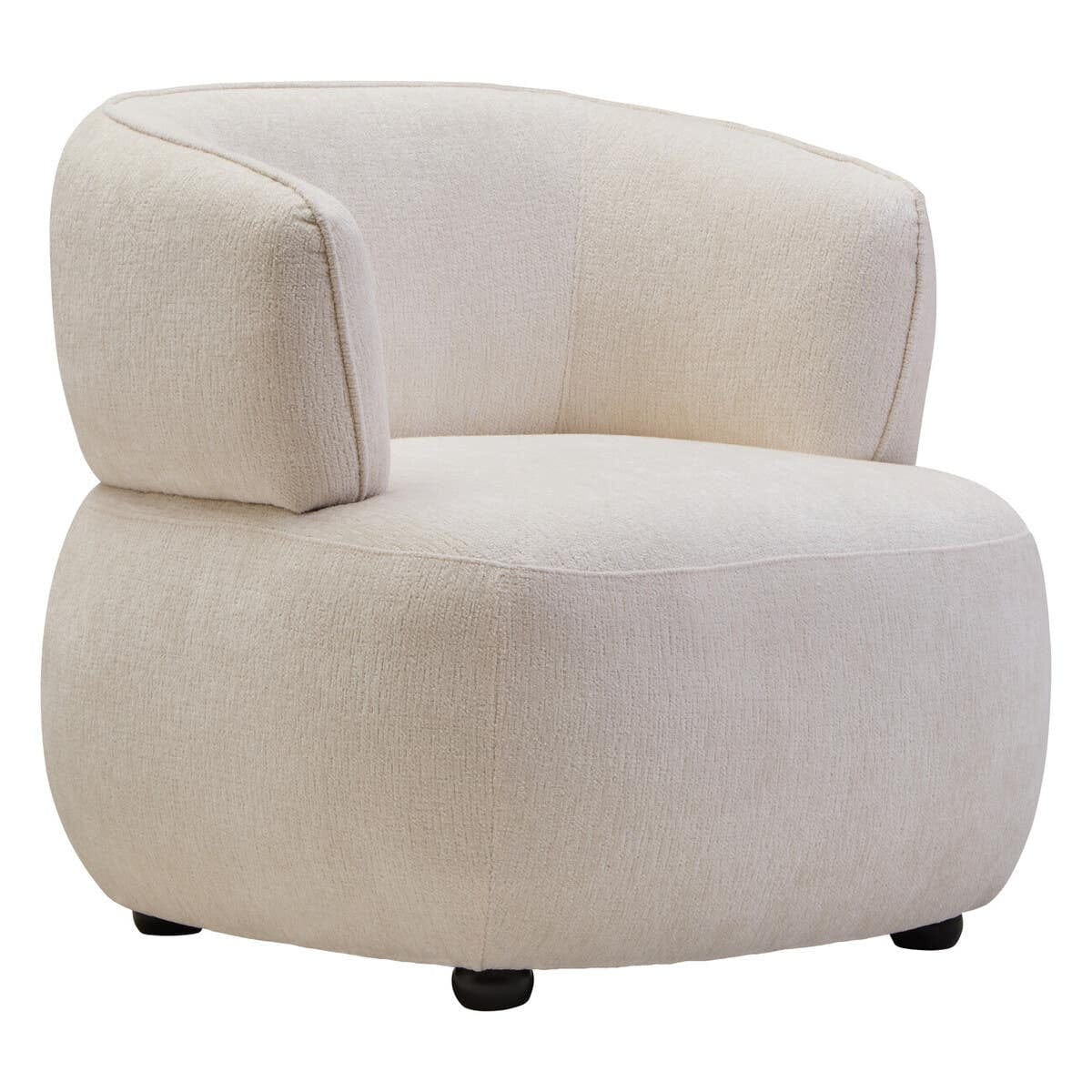 Hamilton Interiors Living Dasha Ivory Textured Curved Chair House of Isabella UK