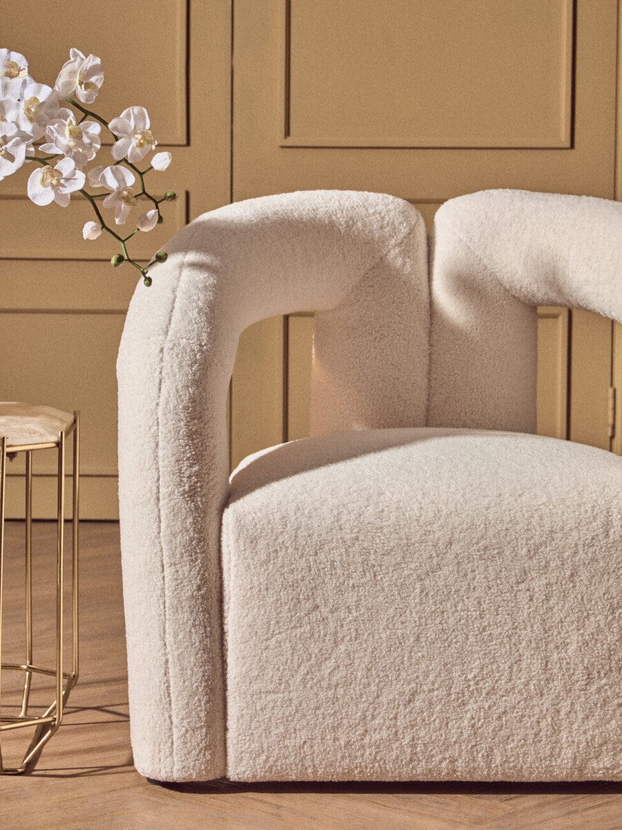 Hamilton Interiors Living Davina Ivory Boucle Statement Chair House of Isabella UK