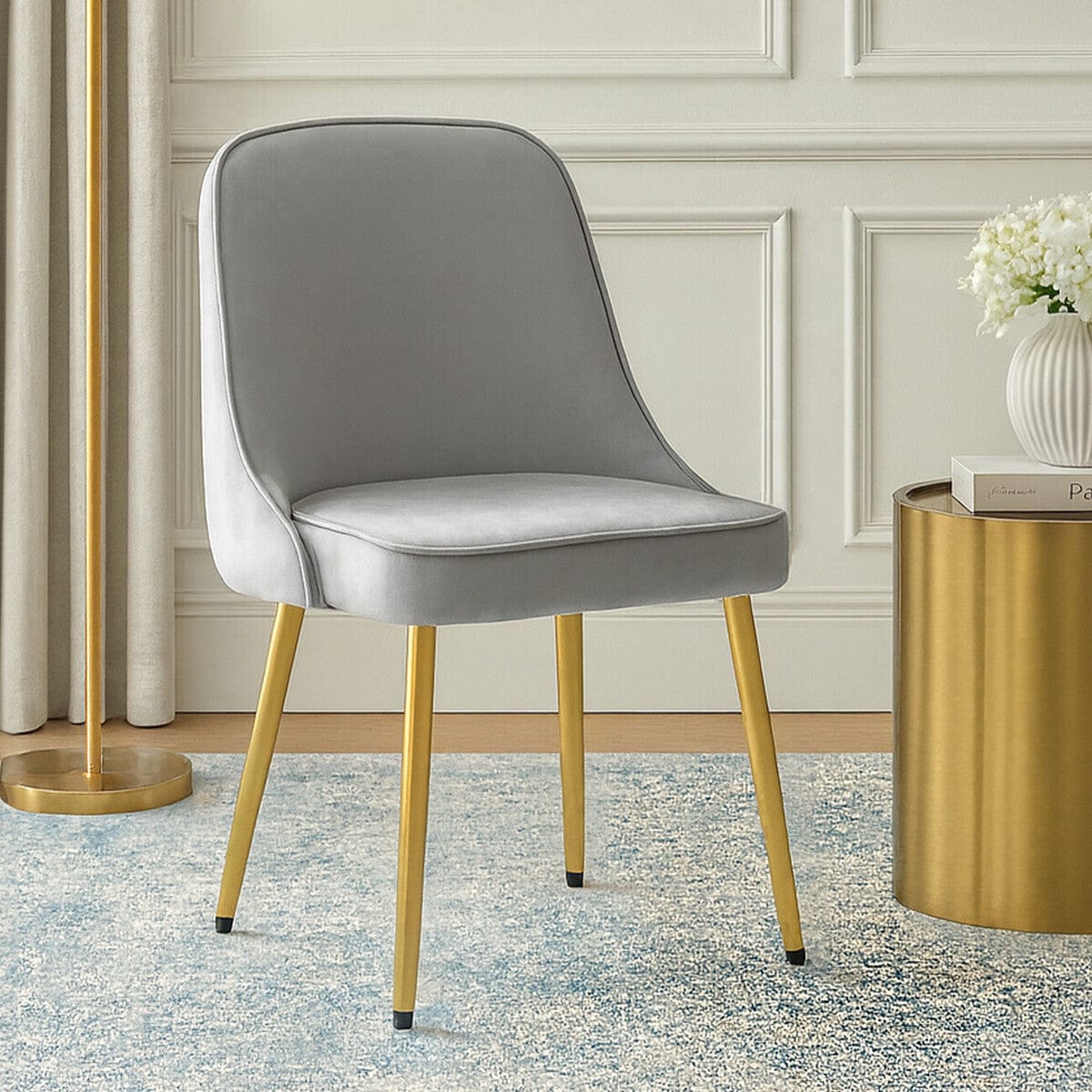 Hamilton Interiors Living Demi Grey Velvet Dining Chair House of Isabella UK