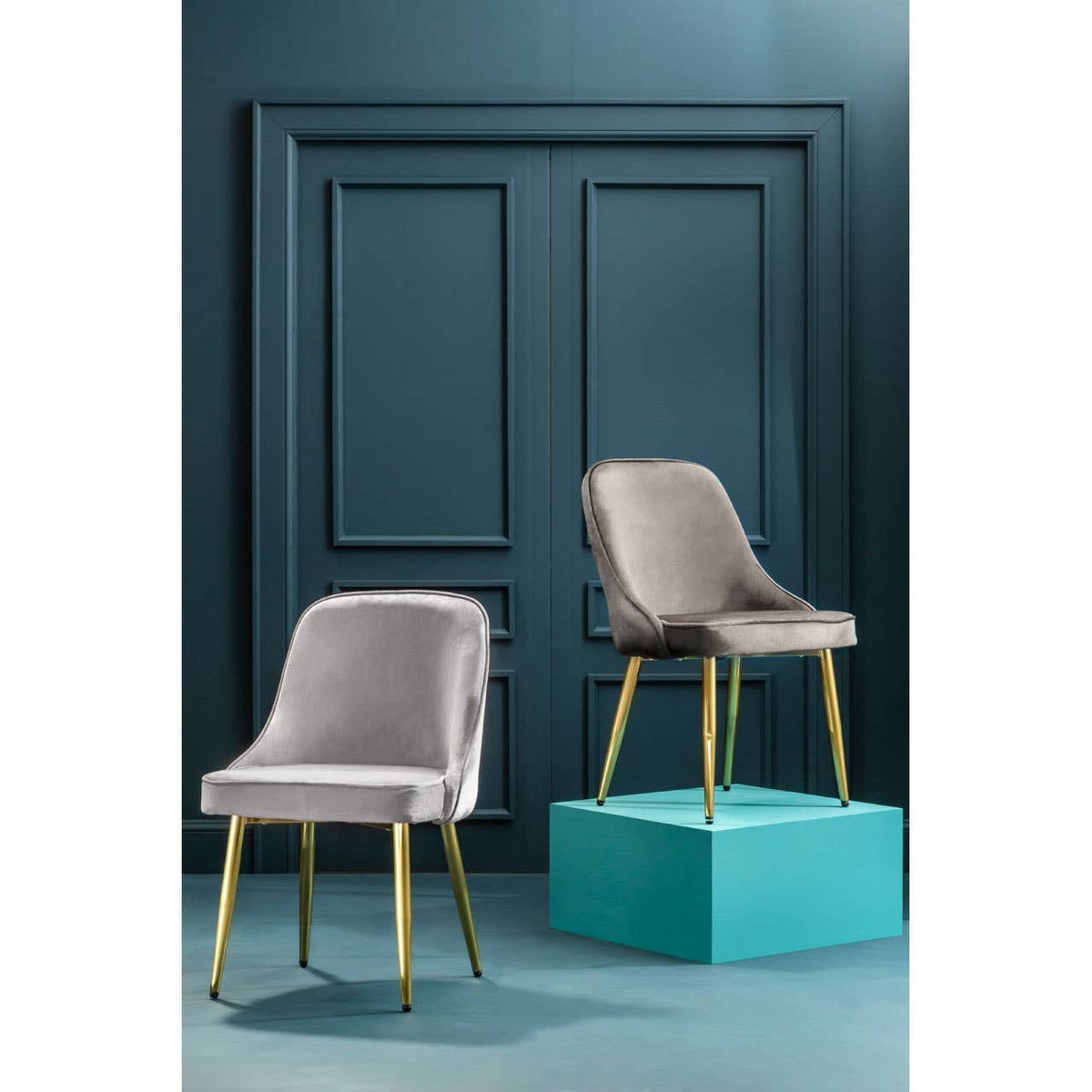 Hamilton Interiors Living Demi Grey Velvet Dining Chair House of Isabella UK