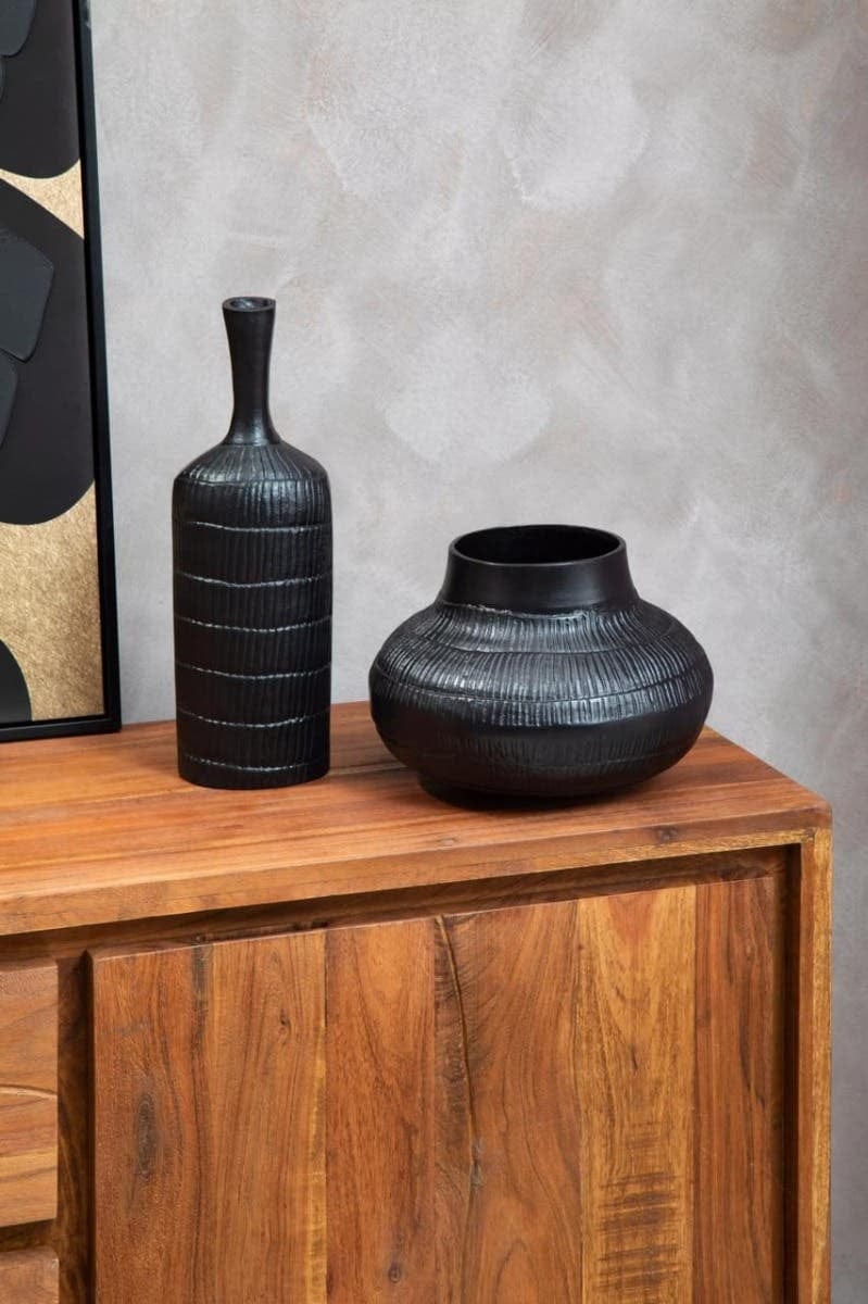 Hamilton Interiors Living Deomali Small Black Finish Vase House of Isabella UK