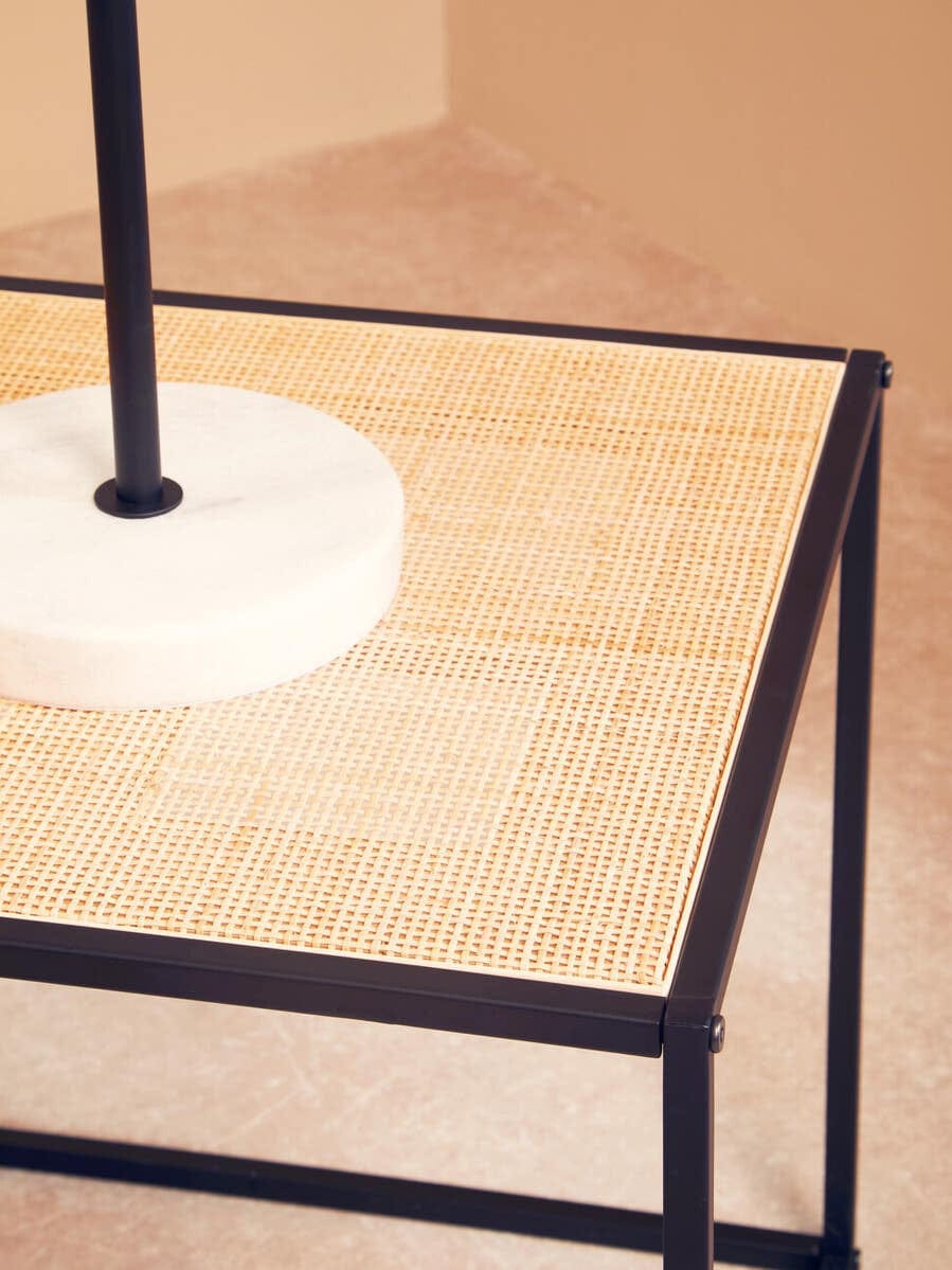 Hamilton Interiors Living Depok Rattan and Metal Square Side Table House of Isabella UK