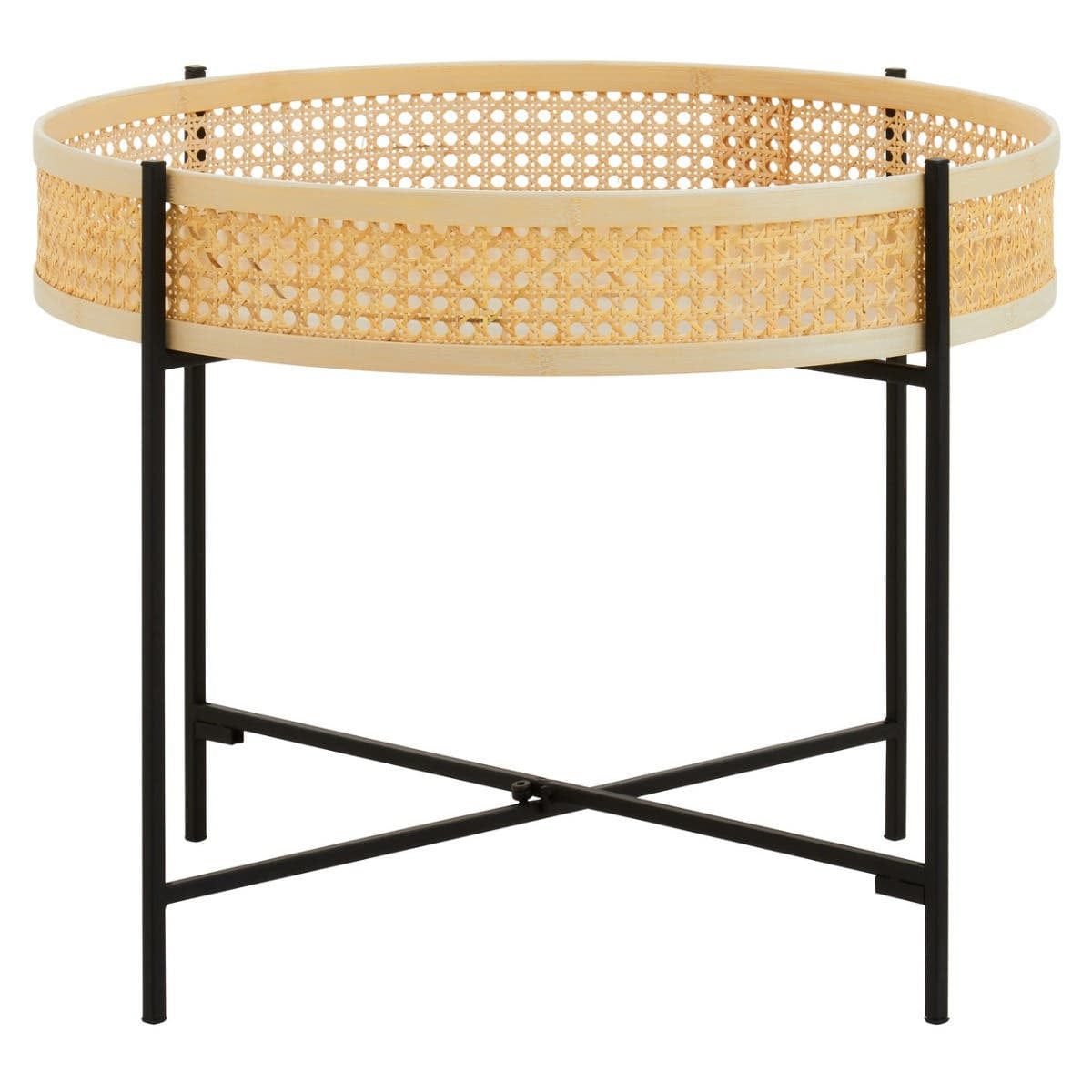 Hamilton Interiors Living Depok Rattan Coffee Table With Cross Metal Base House of Isabella UK