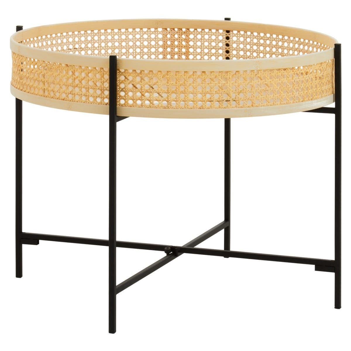 Hamilton Interiors Living Depok Rattan Coffee Table With Cross Metal Base House of Isabella UK