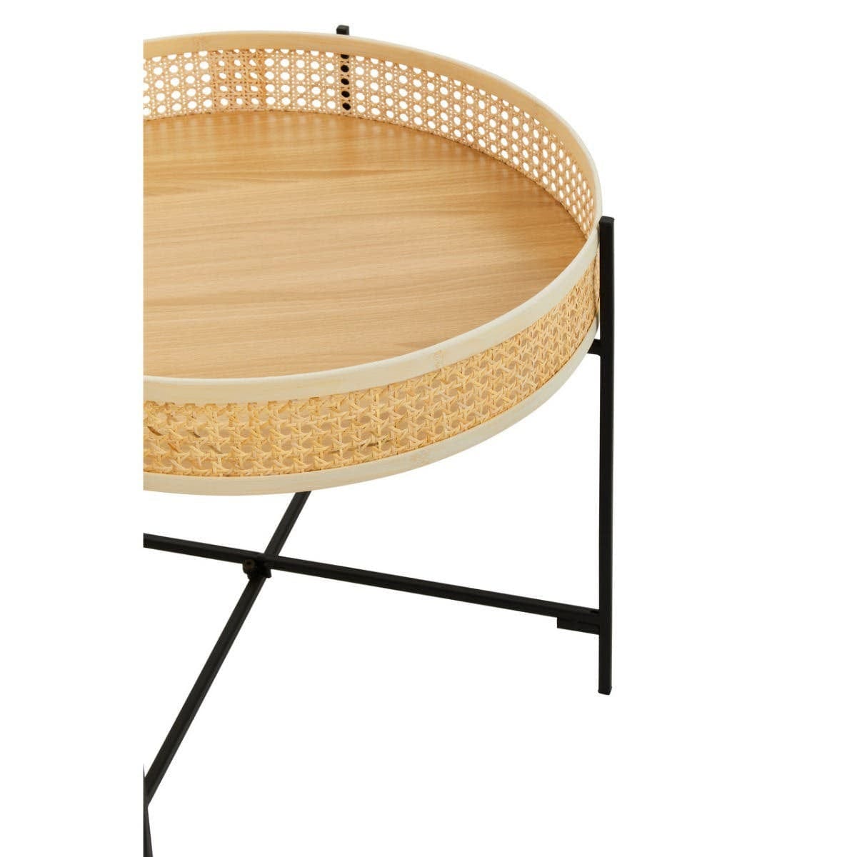 Hamilton Interiors Living Depok Rattan Coffee Table With Cross Metal Base House of Isabella UK