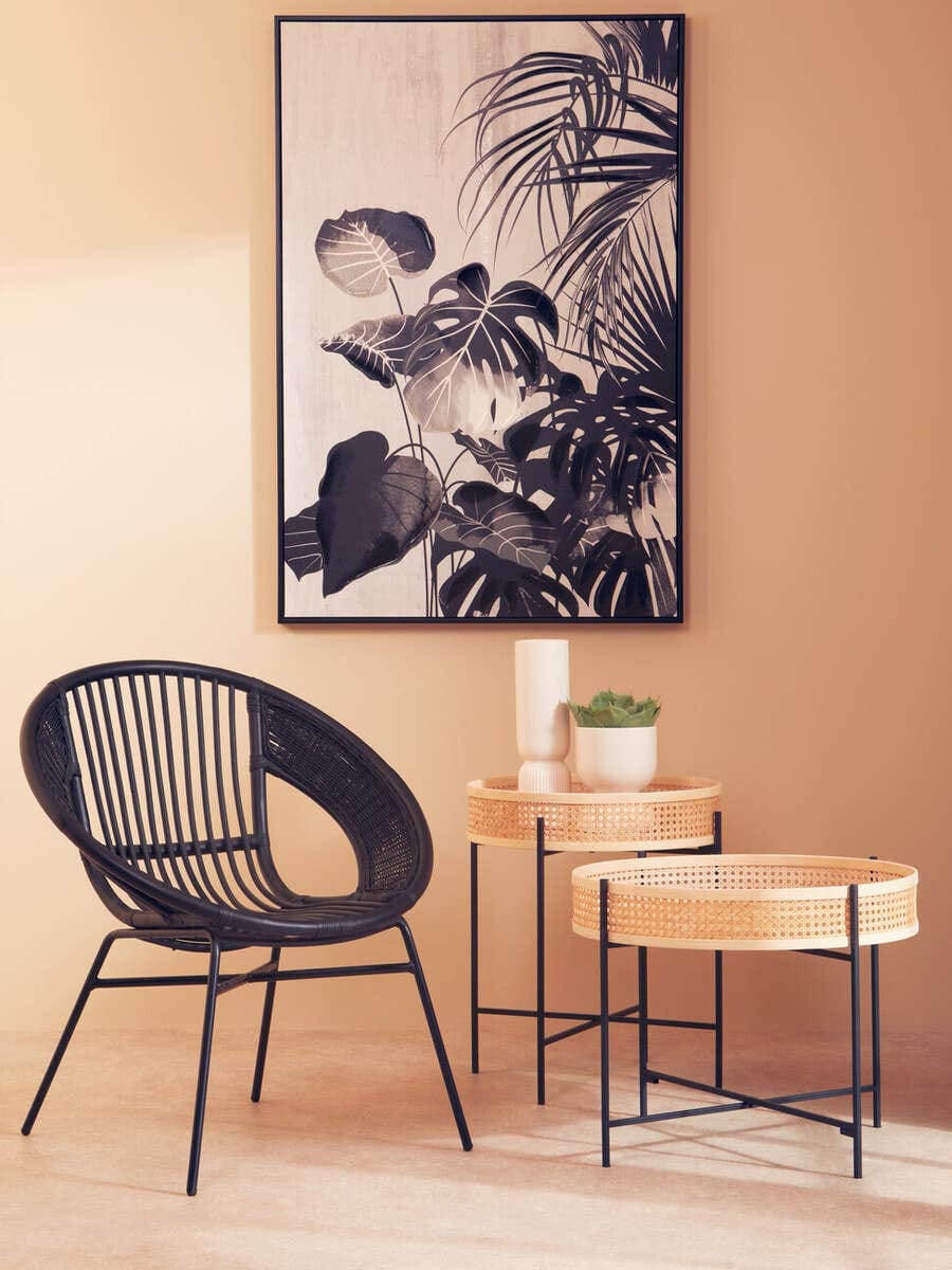 Hamilton Interiors Living Depok Rattan Coffee Table With Cross Metal Base House of Isabella UK