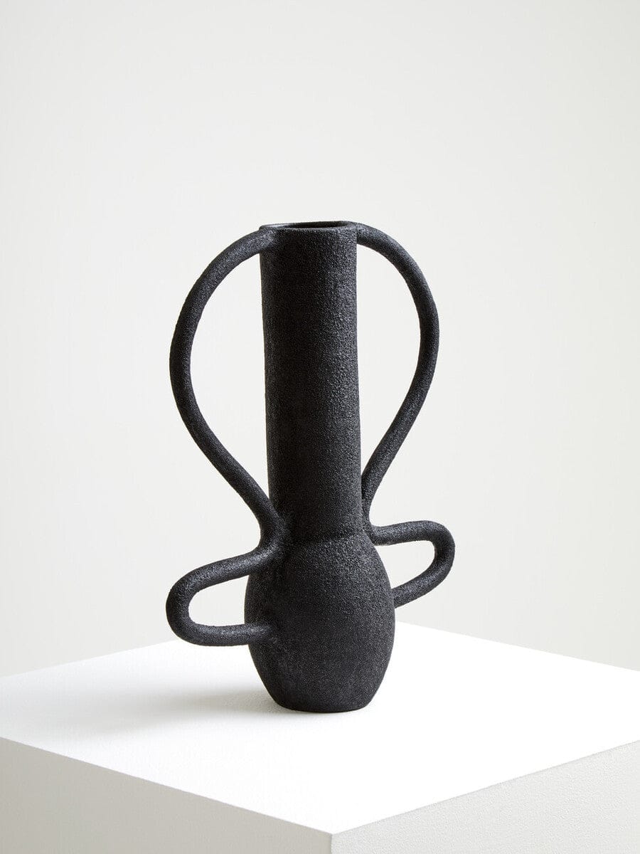 Hamilton Interiors Living Deriva Large Textured Black Vase House of Isabella UK
