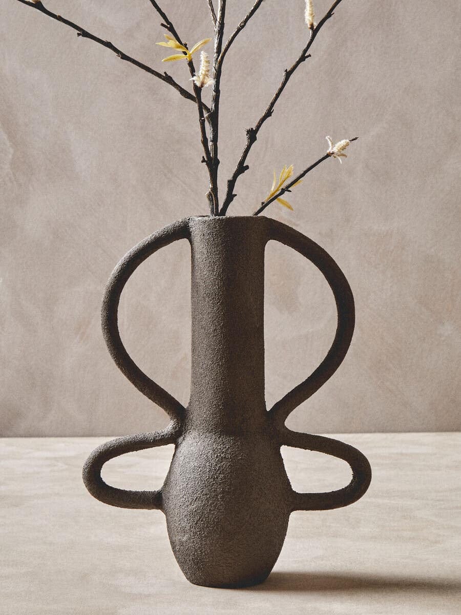 Hamilton Interiors Living Deriva Small Textured Grey Vase House of Isabella UK