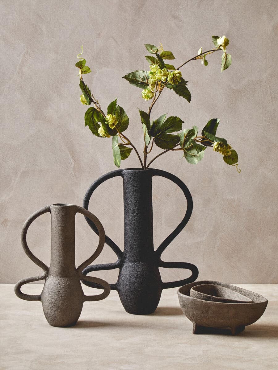 Hamilton Interiors Living Deriva Small Textured Grey Vase House of Isabella UK
