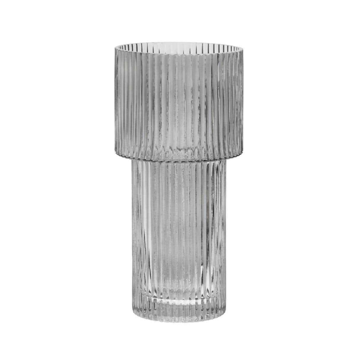 Hamilton Interiors Living Esma Large Ribbed Grey Glass Vase House of Isabella UK