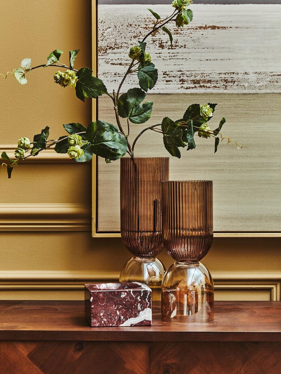Hamilton Interiors Living Esma Small Amber and Brown Glass Vase House of Isabella UK