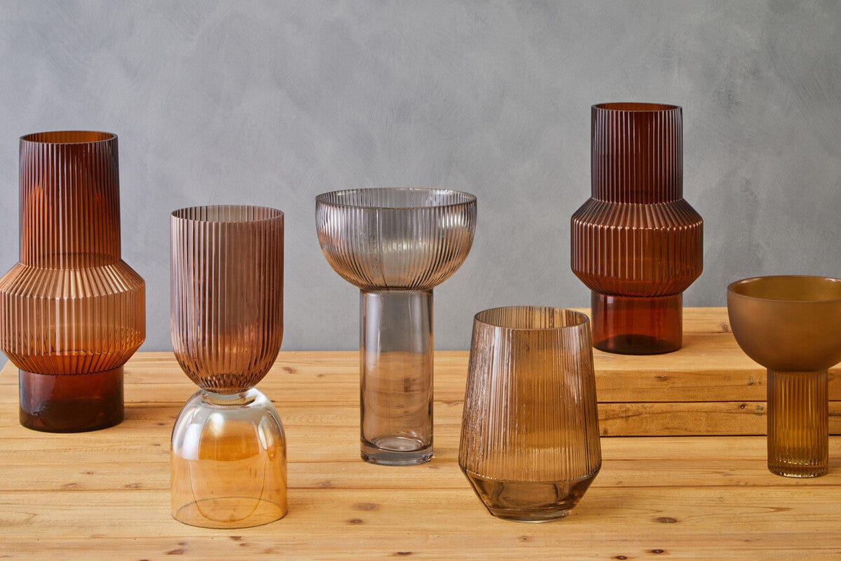 Hamilton Interiors Living Esma Small Amber and Brown Glass Vase House of Isabella UK