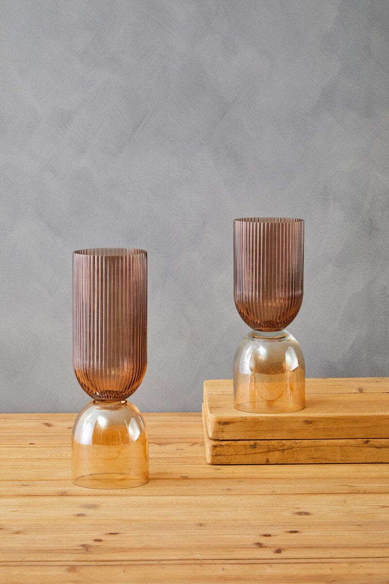 Hamilton Interiors Living Esma Small Amber and Brown Glass Vase House of Isabella UK