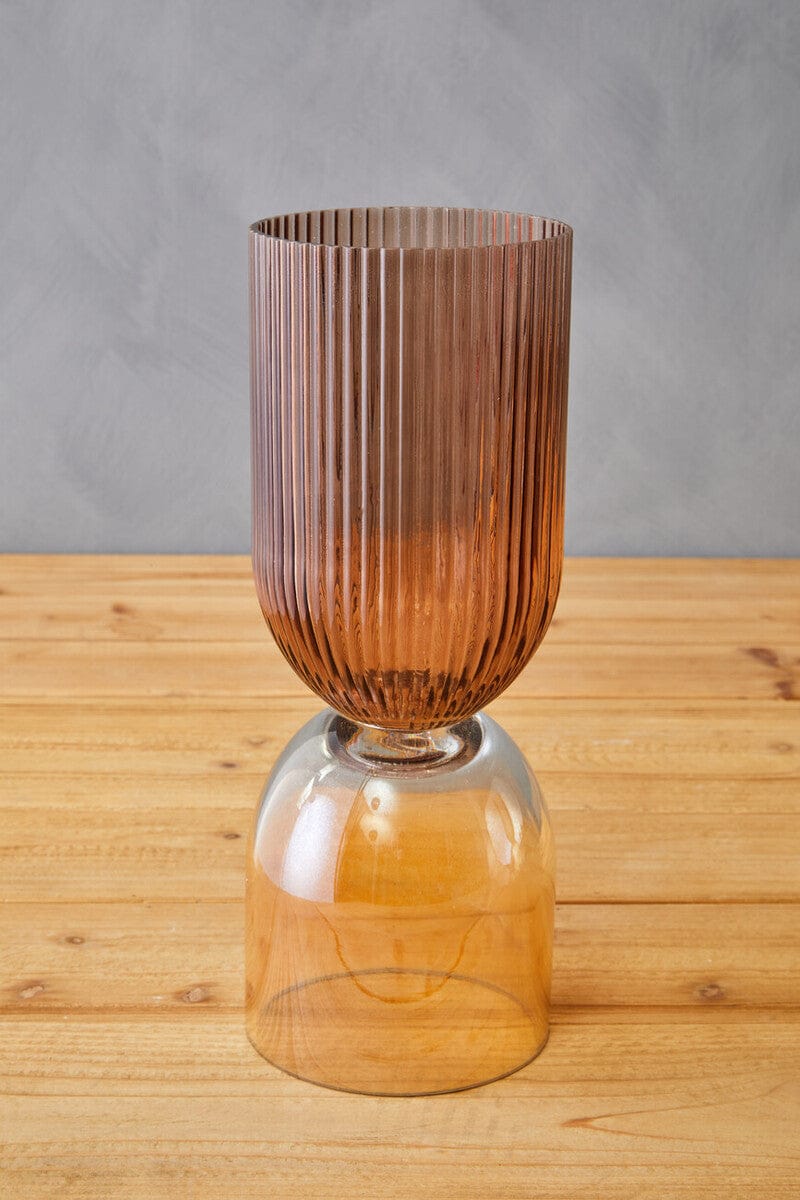 Hamilton Interiors Living Esma Small Amber and Brown Glass Vase House of Isabella UK