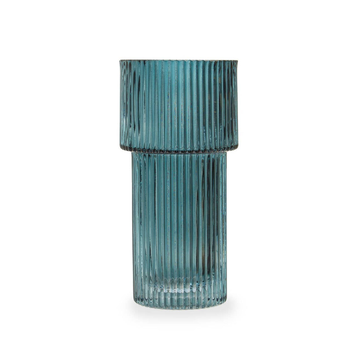 Hamilton Interiors Living Esma Small Ribbed Blue Glass Vase House of Isabella UK