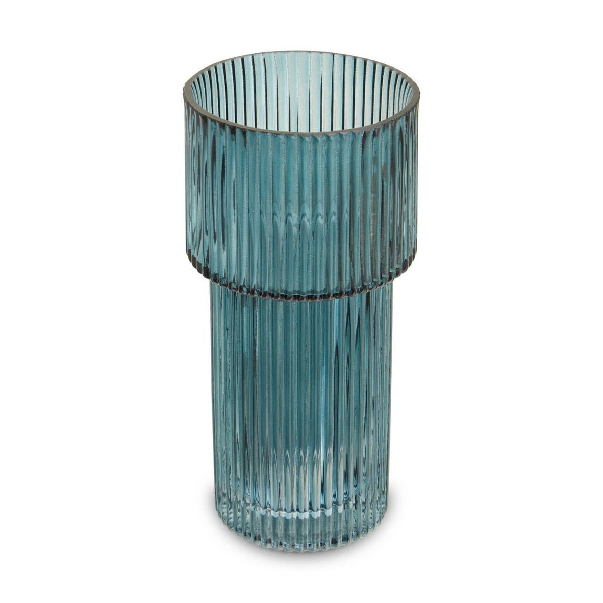 Hamilton Interiors Living Esma Small Ribbed Blue Glass Vase House of Isabella UK