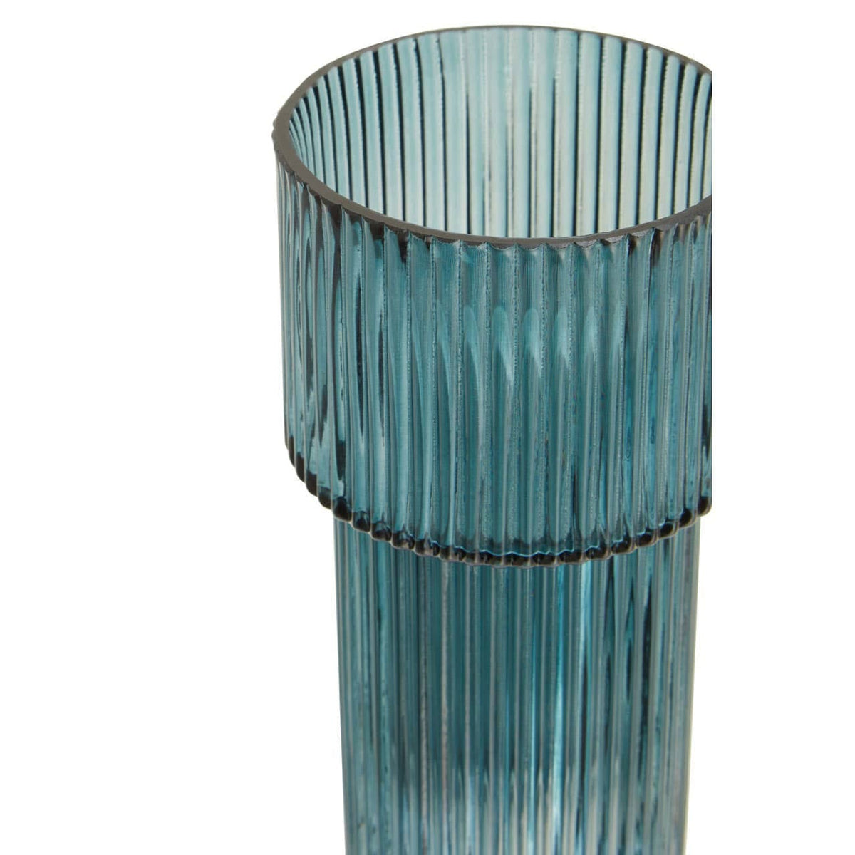 Hamilton Interiors Living Esma Small Ribbed Blue Glass Vase House of Isabella UK