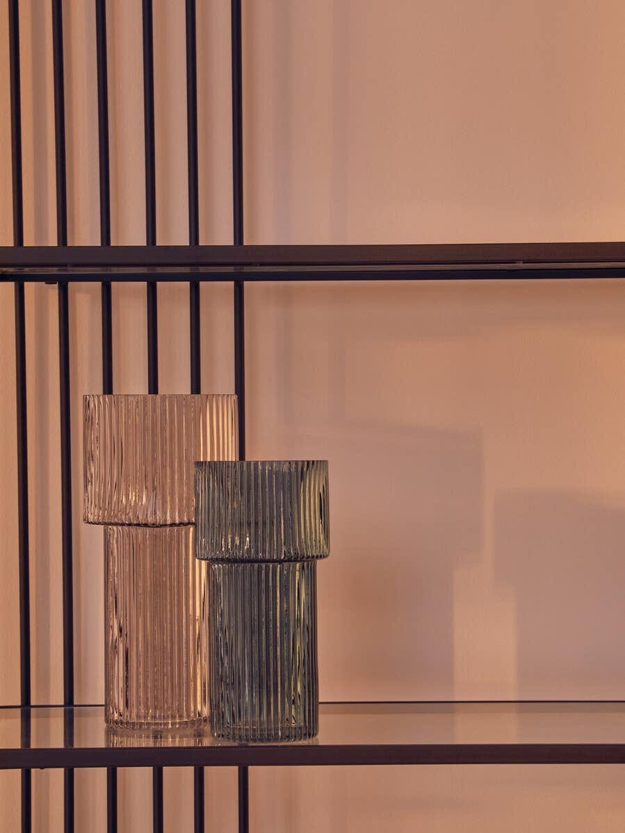 Hamilton Interiors Living Esma Small Ribbed Blue Glass Vase House of Isabella UK